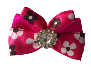 Kokardka Glamour w kwiatki 4,5cm KGP001