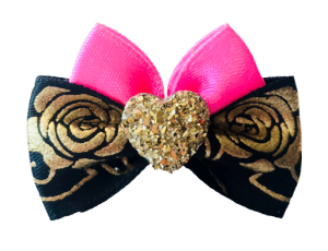 Ręcznie Robiona Kokardka Glamour różowa róża 4,5cm KG003