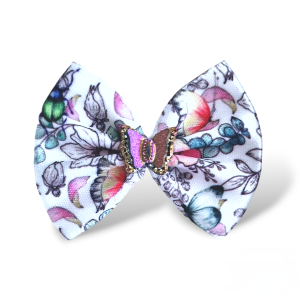 Ręcznie Robiona Kokardka Glamour Biała Kwiat Motyl 4,5cm KGHB02