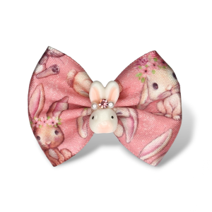 Ręcznie Robiona Kokardka Glamour Różowa Królik 4,5cm KGHB04