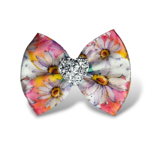 Ręcznie Robiona Kokardka Glamour w Stokrotki 4,5cm KGHB06