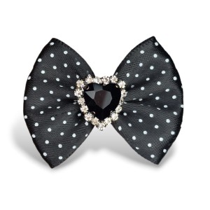 Ręcznie Robiona Kokardka Glamour Czarne Serce 4,5cm KGHB10