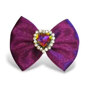 Ręcznie Robiona Kokardka Glamour Ametystowe Serce 4,5cm KGHB11