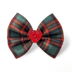 Ręcznie Robiona Kokardka Glamour Czarno Czerwona Kratka 4,5cm KGHB15