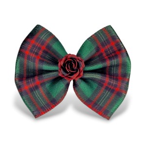 Ręcznie Robiona Kokardka z Różą Szkocka Elegancja 4,5cm KGHB21