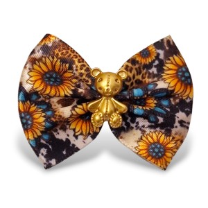 Ręcznie Robiona Kokardka Prestige Złoty Miś 4,5cm KGHB22