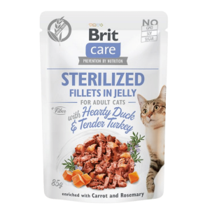 Brit Care Cat Fillets In Jelly Sterilized Kaczka i Indyk w Galaretce saszetka 85g