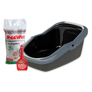 PeeWee EcoMinor Kryta Kuweta dla Kotów Pakiet na Start 56x39x27,5cm Szary Antracyt  - Po Zwrocie