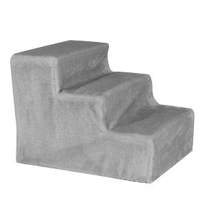 Lionto Schody dla Zwierząt do 50kg z Pluszowym Pokryciem 46x36x34cm Jasnoszare