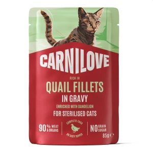 Carnilove Cat Pouch Gravy Sterilised Quail / Przepiórka w Sosie Karma Mokra dla Kota Saszetka 85g