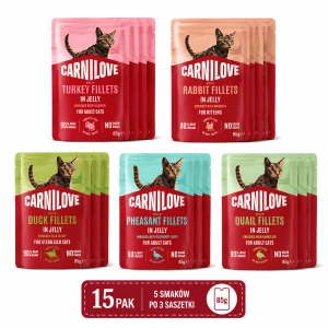 Carnilove Cat Pouch Jelly Karma Mokra w Galaretce Zestaw Degustacyjny M 15x85g