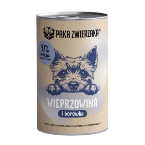 Paka Zwierzaka Wieprzowina z borówką karma mokra dla Psa 400g