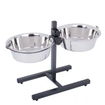Zooplus Stojak z Dwiema Miskami Stalowymi dla Psa 2x1,8l 21cm Wysokość do 38cm