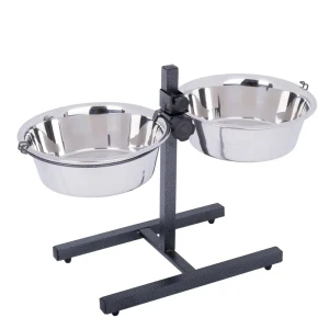 Zooplus Stojak z Dwiema Miskami Stalowymi dla Psa 2x1,8l 21cm Wysokość do 38cm